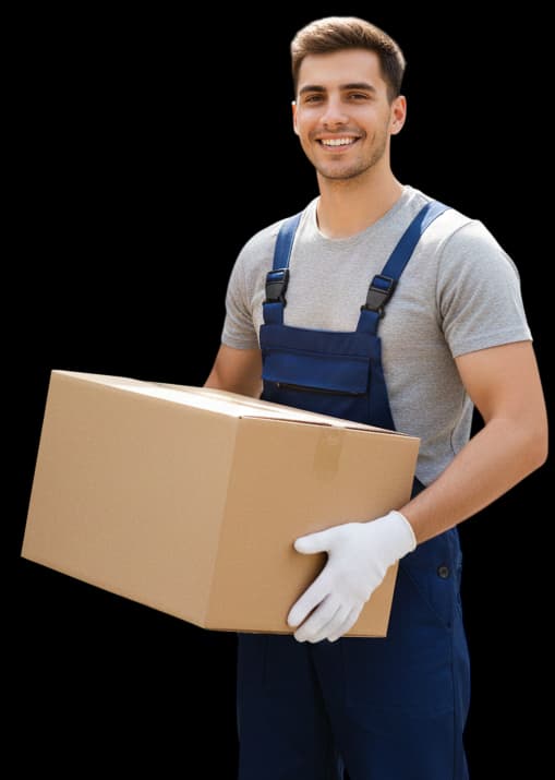Delivery worker holding a package
